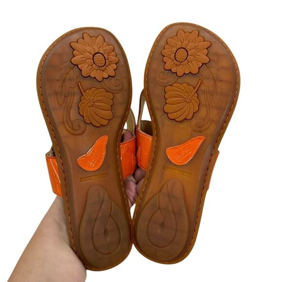 Born Orange Patent Leather Studded Slip-On Sandals Women's Size 7 EU 38 - Picture 7 of 7